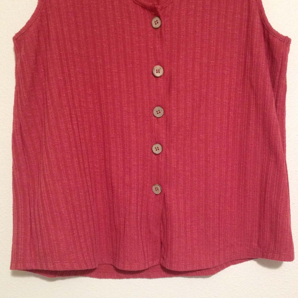 NY Collection Red Rust Button-up Vest Tank - Picture 4 of 10